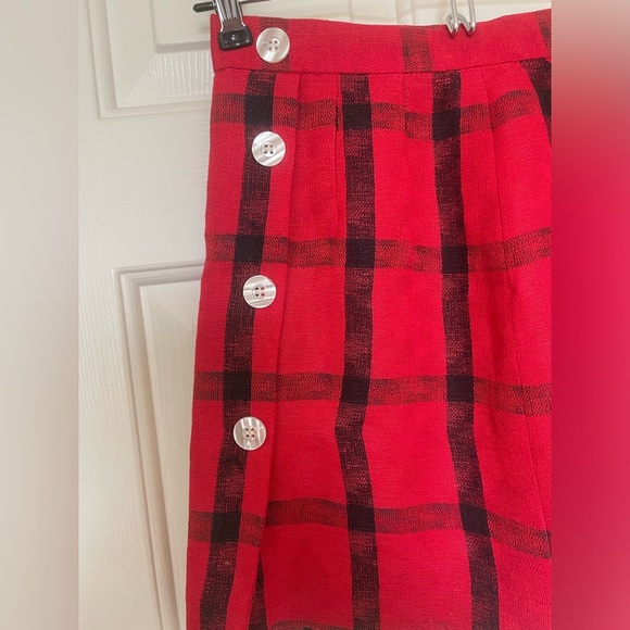Vintage Giorgio Sant Angelo linen black and red plaid skirt 6 - Picture 2 of 7